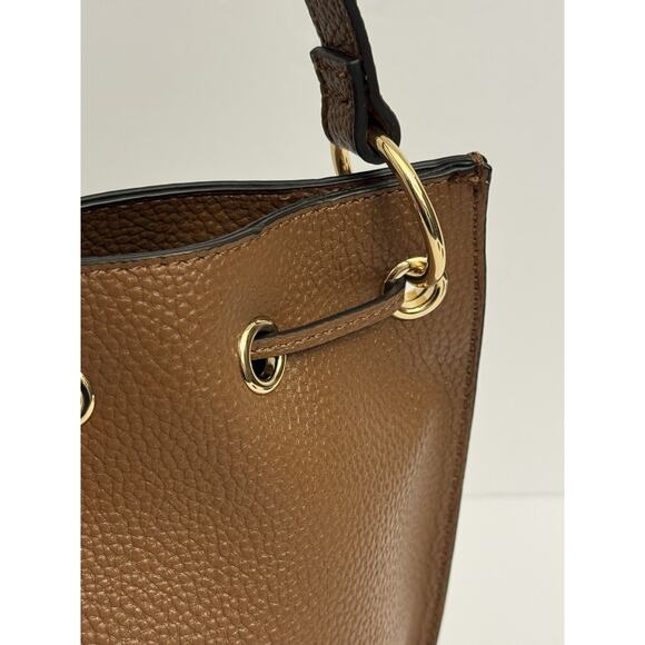 Tommy Hilfiger Brown Faux Leather Bucket Drawstring Crossbody Bag Purse NWT - Picture 4 of 11